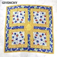 ジバンシー スカーフ 花柄 大判 シルク100% イタリア製 ロゴ エレガント