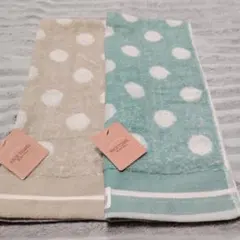 可愛い水玉模様 のフェイスタオル 2枚セット