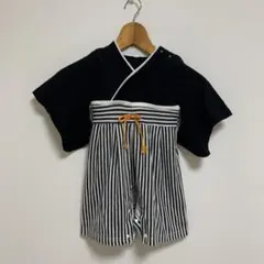 ストライプ柄ベビー着物（黒・白）