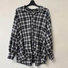 AS KNOW AS plus チェック柄 長袖シャツ レースアップのサムネイル