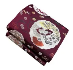 ユ76名古屋帯 レトロ　伝統柄　花　正絹　着物帯　仕立て上り