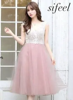 【値下げ】【JEWELS】シフィール　花柄刺繍チュールフレアミニドレス