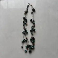 ターコイズブルー花モチーフネックレス