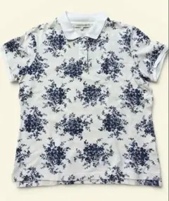 ローラアシュレイ　LAURA ASHLEY 青バラ柄　ポロシャツ　花柄のサムネイル