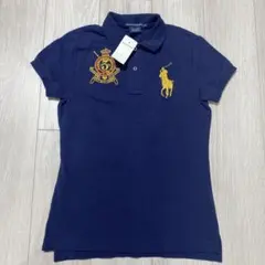 【美品✨】ポロラルフローレン ビッグポニー ポロシャツ エンブレム 紺 金 M 美品✨】ポロラルフローレン ビッグポニー ポロシャツ エンブレム