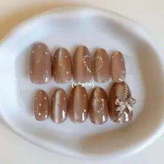 ネイルチップ　ロングネイル　ガーリー　マグネット　ワンホン　ちゅるん　韓国