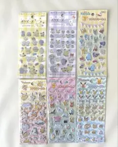 プチプチシール　ポケピース　キラキラシール　ポケモン　6セット