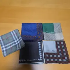 Christian Dior 4枚& Burberry１枚　ハンカチ 5枚セット