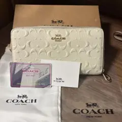COACH/エンボス加工/長財布/ホワイト希少