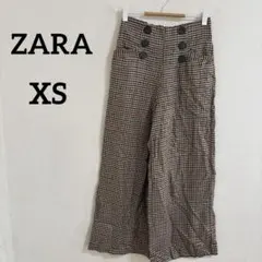 ZARA【XS】チェック柄 ガウチョパンツ ワイドパンツ ボトムス レディース