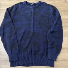 【送料込み】BEAMS HEART 迷彩柄ニットセーター L ネイビーのサムネイル
