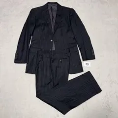 55 極美品　秋冬　ビームスエフ　スーツ　グレー　ストライプ　88 S