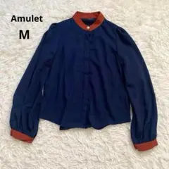 Amulet アミュレット　長袖ブラウス　シャツ　カットソー　ネイビー　M相当