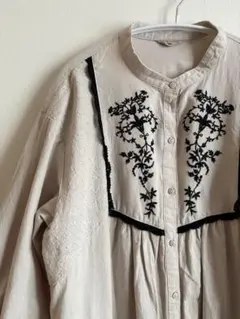 サマンサモスモス切替配色刺繍ワンピース