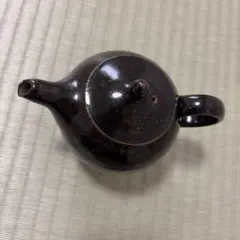 D-4 【昭和レトロ】急須 横手急須 藍色花柄 陶器 伝統工芸 日本茶 