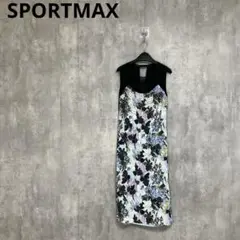 SPORTMAX　スタッズ装飾花柄ノースリーブワンピース　シルク　バックオープンのサムネイル
