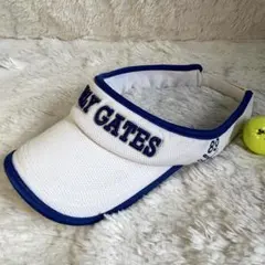 PEARLY GATES ゴルフ バイザー ホワイト×ブルー 刺繍