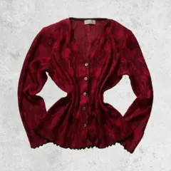 80s vintage ニュアンス柄 ボタン付きカーディガン 昭和レトロ