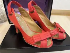 ANNA SUI オープントゥ　サンダル　ハイヒール　パンプス（22cm、赤）のサムネイル