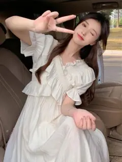 SHIEN Honeyspot ソリッドフリムトリムドレス