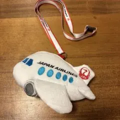 JAL 日本航空 飛行機型 パスケース ネックストラップ付