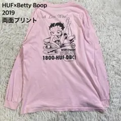 希少 ベティブープ ハフ コラボ ロンT 長袖Tシャツ L ピンク 両面プリントのサムネイル