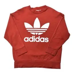 adidas トレフォイルロゴ スウェット レッド M 古着