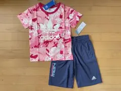 新品未使用 130 アディダスオリジナルス 半袖Tシャツ花 ハーフパンツ 上下