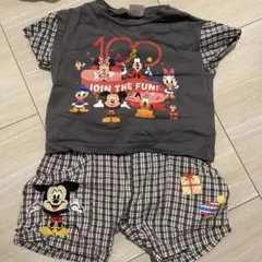 ディズニー　100周年　セットアップ　バースデイ　フタフタ　チェック　Tシャツ