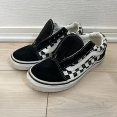 キッズスニーカー　Vans ブラック/ホワイト チェック 19.0cm 紐無し
