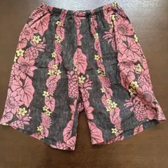 東京ペパーミント　ハワイアン花柄ショートパンツ 黒とピンク　L