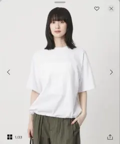 【お値下げ中】　ヘム ドローストリング 5分袖 Tシャツのサムネイル