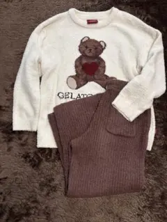 ジェラートピケ★ワンポイントベア ルームウェアセット