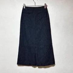 DOUX ARCHIVES 紺色 ストライプ柄ロングスカート　上品 大人のサムネイル