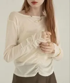 hinari シアーフロッキーギャザートップス