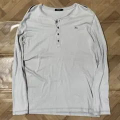 BURBERRY BLACK LABEL ヘンリーネックグレー ロンT Lサイズ
