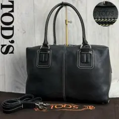 美品♡TOD'S トッズ ロゴ ボックス レザー 2way ミニボストン バッグ