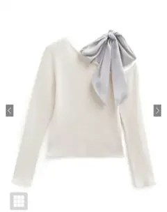 【新品未使用】ワンショルダーリボンリブニットトップス tu1405