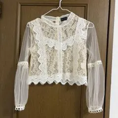 SPICA レース切替 長袖ブラウス アイボリーのサムネイル
