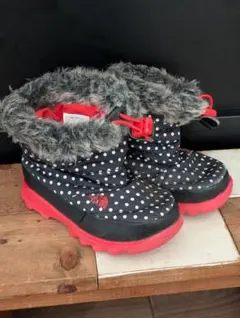 THE NORTH FACE ベビー レインブーツ 黒/赤/白水玉　14cm