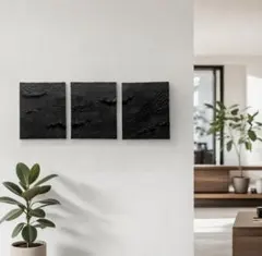 黒いテクスチャーアート 絵画 現代アート 抽象画 インテリア モダン