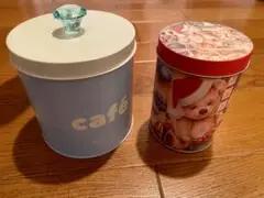 【レトロ】缶ケース ライトブルー系 テディベアセット