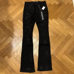VALABASAS スキニーフレアデニム ブラック ダメージ 29新品バラバサス