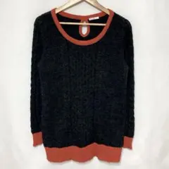 エル アルパカ混 ニット チュニック バイカラー 38（M）チャコール オレンジ