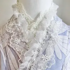 成人式振袖　パール重ね襟レース半衿フリル伊達襟卒業式袴　浴衣着物　帯飾り　七五三