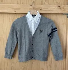 コムサイズム　重ね着風　長袖シャツ　カーディガン　130