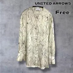 UNITED ARROWS フラワー バンドカラーシャツ 総柄