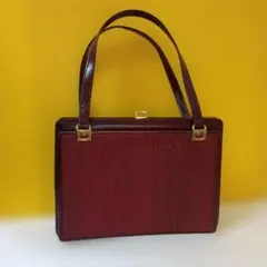 ACCOMMODE ハンドバッグ バンブーハンドル ストライプ がま口 かばん 