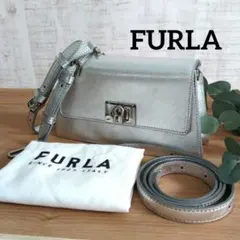 美品 FURLA ゾーイ 2way ショルダーバッグ 鞄 レザー シルバー