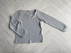 【最終価格】リブ　ニット　くすみ水色　パール